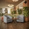 Flash Furniture Dean Club Style Commercial Barrel Accent Armchair Metal Base, Gray LeatherSoft Upholstery BS-AC22-064-GRYPU-GG - alternate 4
